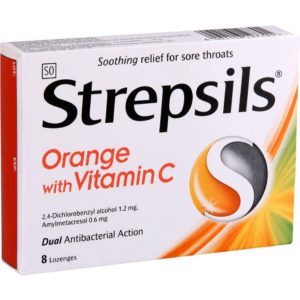 STREPSILS LOZENGES ORANGE VITAMIN C 8