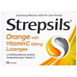 STREPSILS LOZENGES ORANGE VITAMIN C 36