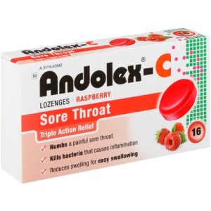 ANDOLEX C LOZENGES RASBERRY 16